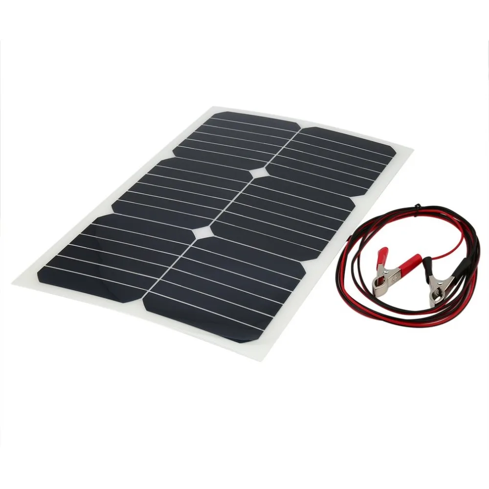 

18V 20W Car Battery Solar Charger Portable Solar Panel Charger with Cigarette Lighter Battery Charging Clip Plug Energy Systems