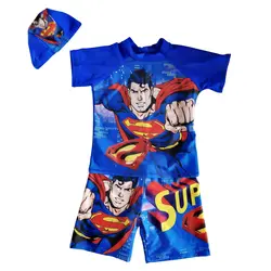 Купальные костюмы для мальчиков с защитой от солнца, комплект из 3 предметов с супергероем, купальные костюмы, купальные костюмы, детская