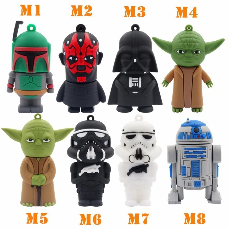 

Star Wars Darth Maul/black/white Vader R2D2 Robot Boba Yoda USB Flash Drive/U Disk/Creativo Pendrive/Memory Stick/Gift 4GB-32GB