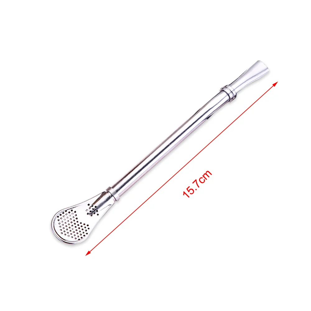 1PC Stainless Steel Straws Metal Straw Tubules Yerba Mate Filter Spoons Reusable Tube Tea Tools+ Cleaner Brush Bar Accessories