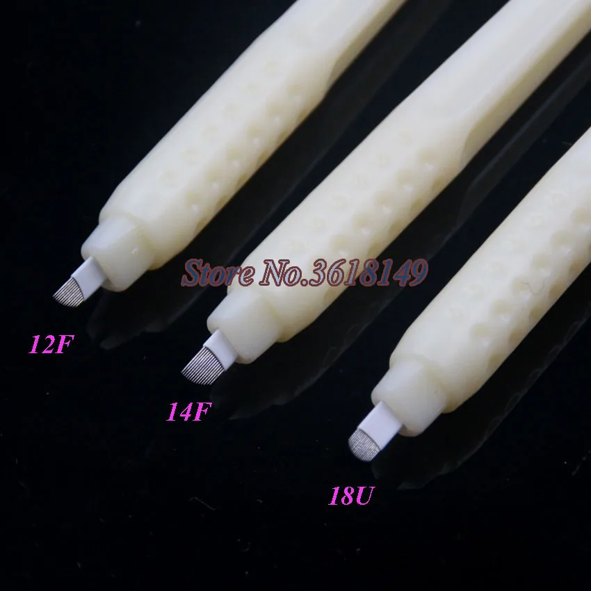 

10 Pcs Disposable Pluma Microblading Pen 12F 14F 18U Blades Permanent Makeup Caneta Microblade Pen Needle Eyebrow Manual Pen