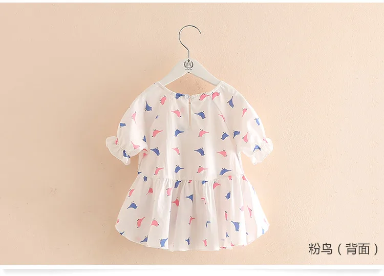 2018 Hot Summer 2 3 4 6 8 9 10Years Thin Sweet Cute Cartoon Animal Print Blouse Baby Kids Girls Short Lantern Sleeve Dress Shirt (10)
