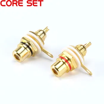 

10pcs RCA Female Connector Socket Adapter Plug For 3.5mm Audio Plug AV Plug Gold Red Black Panel Connector For Amplifier Speaker