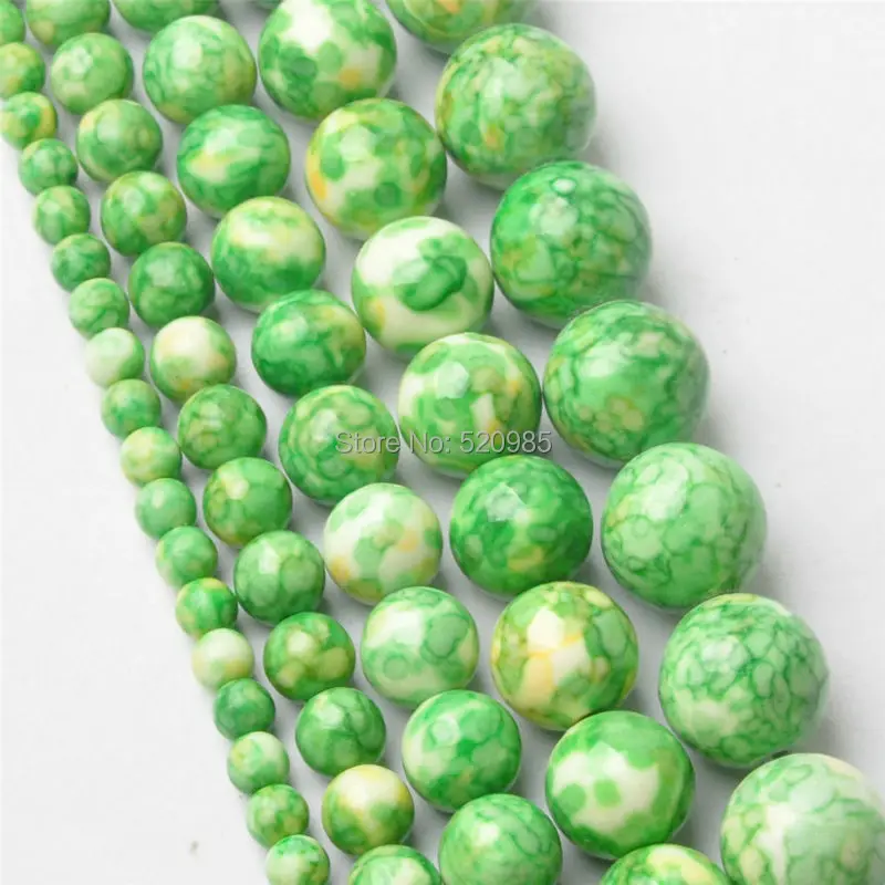 

Free Shipping Natural Light Green Dots Rainbow Stones Round Spacer Loose Beads For Necklace Bracelet Charms Jewelry RBSB09