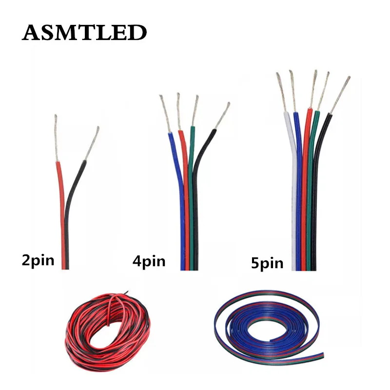 Одноцветный RGB RGBW удлинитель для светодиодной ленты кабель 2 pin 4 pin 5 pin удлинитель для светодиодной ленты 1 м 5 м 10 м 20 м 50 м 100 м