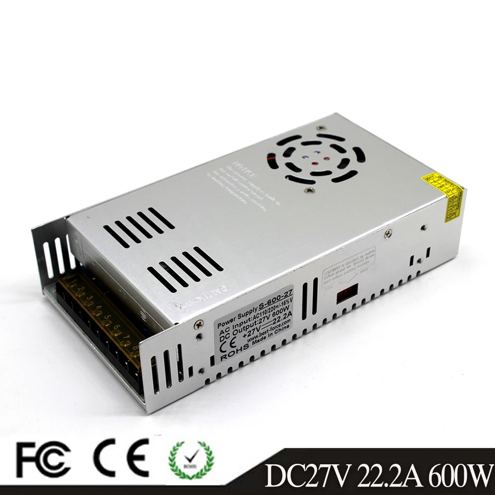 Один Выход 600W DC12V 50A 13,8 V 43.5A 15V 40A 18V 33.3A 24V 25A 27В 22.2A 28V 21.5A импульсный источник питания переменного тока постоянного тока переменного тока трансформаторы