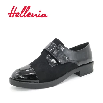

Hellenia New Autumn Dress Party shoes Pachwork with Magic Tape Formal Casual Footwear Brand Russian Lady Design PU leather