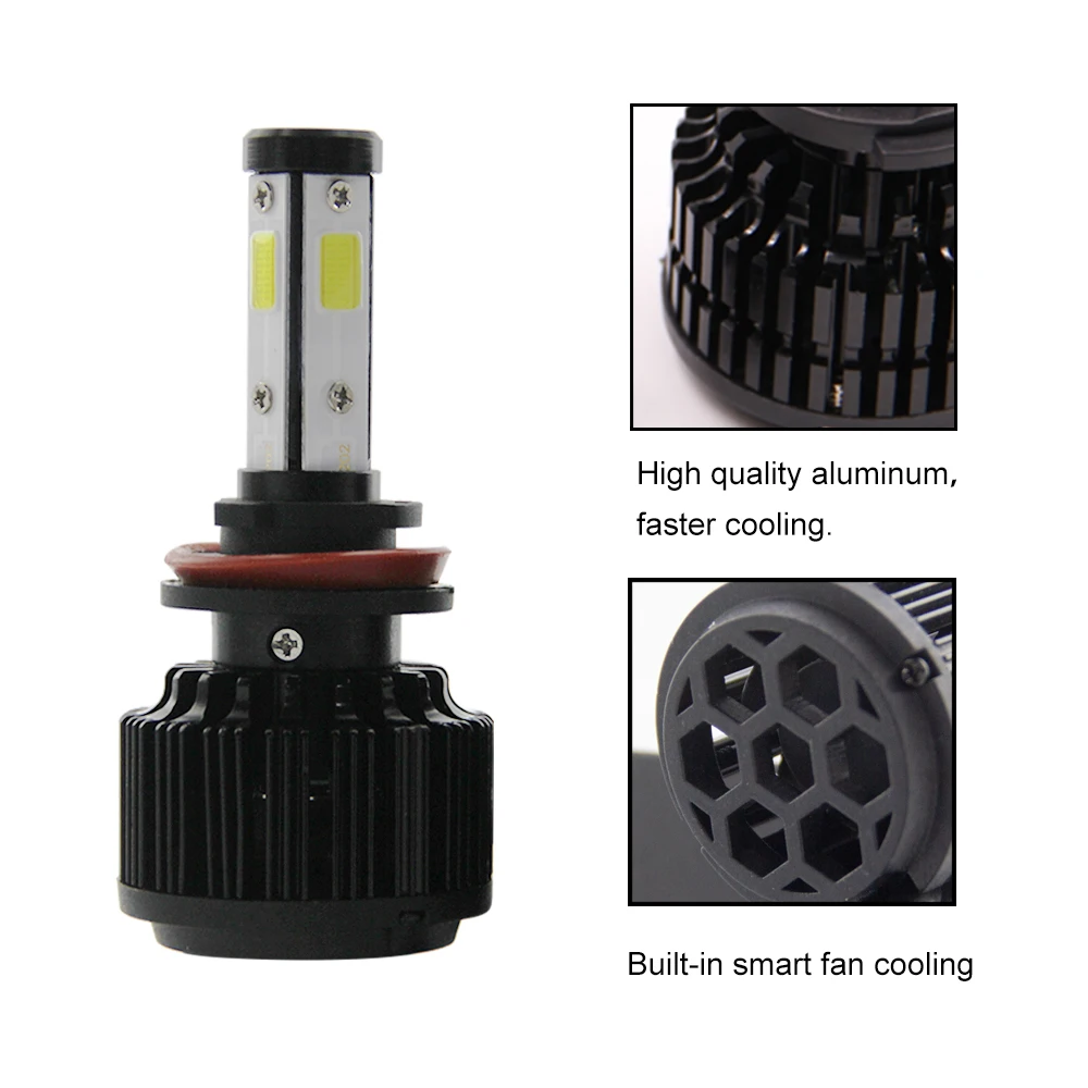 

SHUOKE Four Side LED Headlight Bulb Cheaper COB Chips 12V 55W 6000K IP65 50000hrs Life with H1 H3 H4 H4 Hi Lo H7 9005 2 PCS LED
