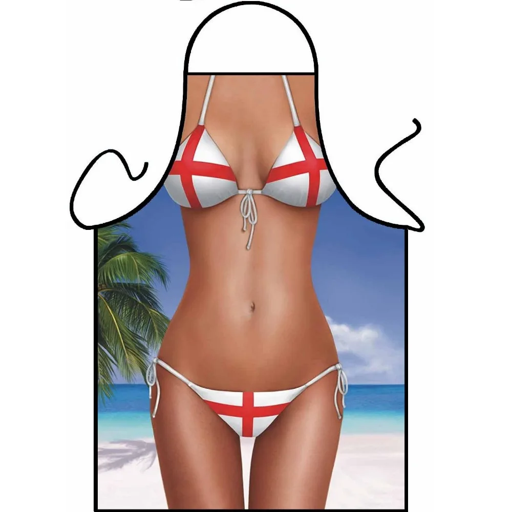 Printed Cooking BBQ Barbecue Apron-NationalFlag Beach Bikini