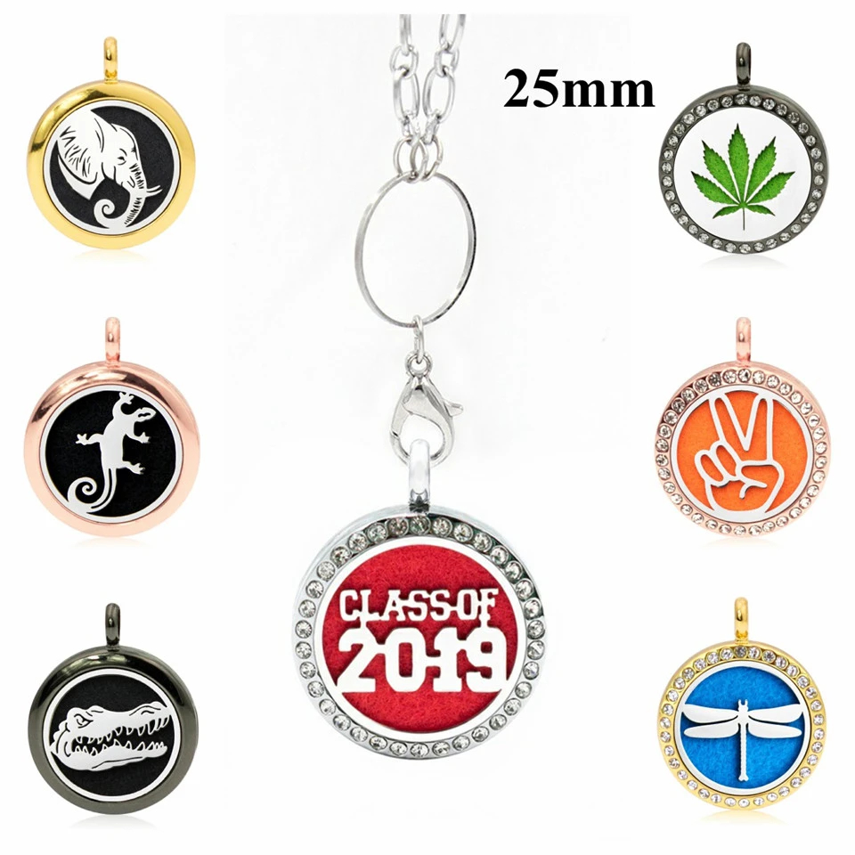

25mm Diffuser Locket Magnetic Aromatherapy / Essential Oils Locket Necklace Jewelry 4 colors can choose Free 5pcs pads