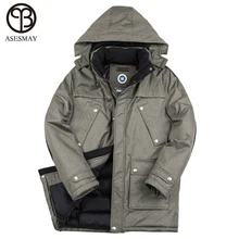 Asesmay высокое качество Теплая мужская зимняя куртка ветрозащитная Повседневная Верхняя одежда толстое пальто средней длины с капюшоном мужская зимняя парка