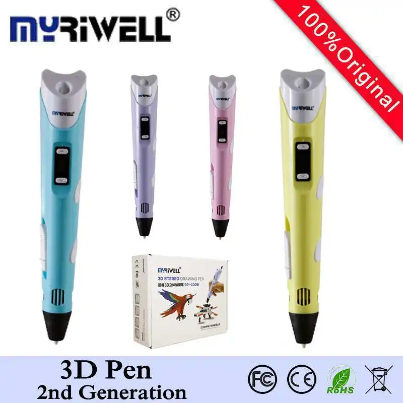 Hot Sell Myriwell MR 100 3D Pen EU Adapter 3Pics Filament Safest 3D Pens 2nd Generation