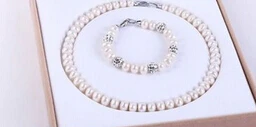 

Miss charm Jew.652 Beautiful AAA flat pearl Tie a knot necklace bracelet jewelry set (A0423)