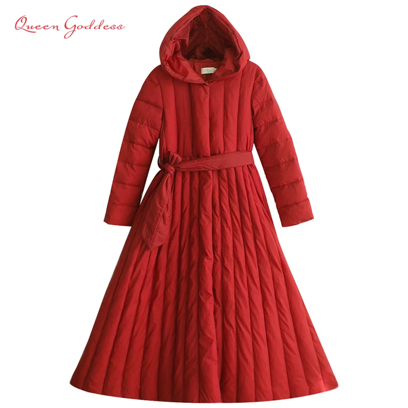 2018 winter 90% white duck down jacket women long coat
