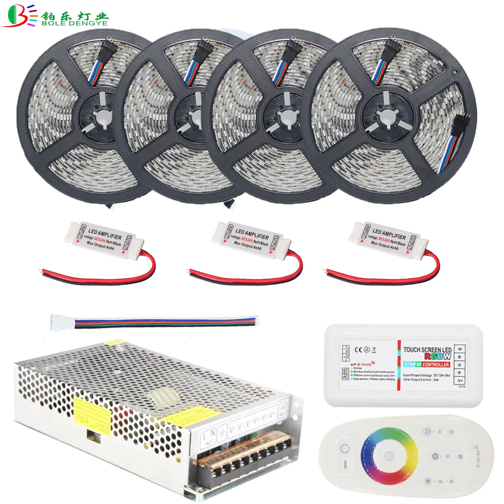 

15M RGBW IP65 Waterproof LED Strip RGBWW Fita Diode Tape 10M 5M LED Tiras +2.4G RF Remote RGBW Controller RGBWW Amplifier Power