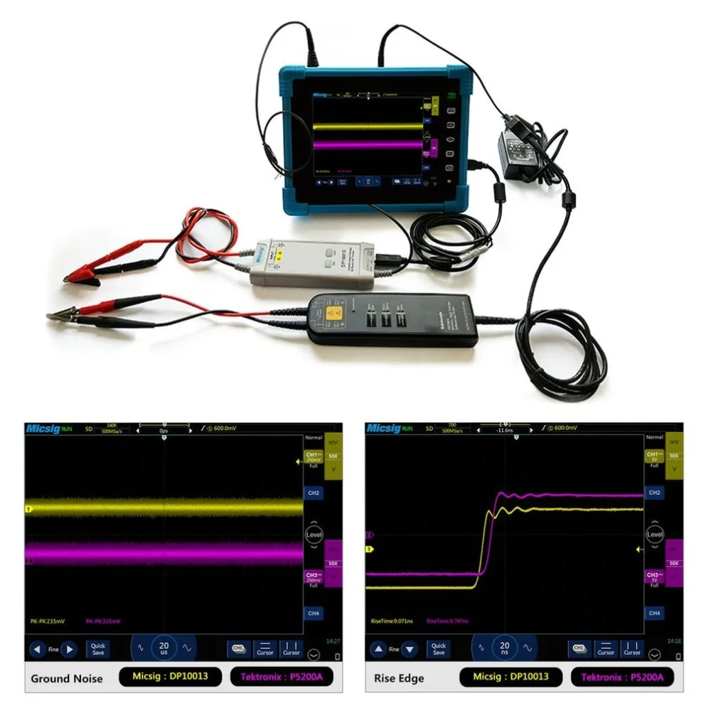 DE RU Micsig осциллограф 1300 в 100 МГц высокого дифференциал напряжения зонд комплект 3.5ns время подъема 50X/500X скорость затухания DP10013