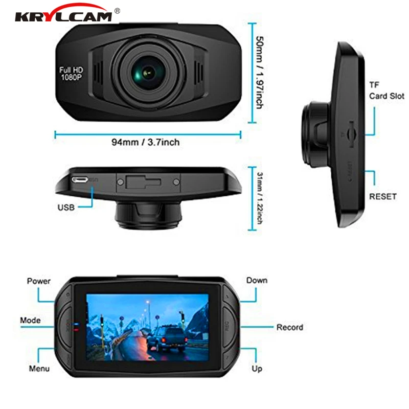 Krylcam R800 Мини Full HD1080P видеорегистратор 2 7 дюймовый экран NTK96658 + 323 Автомобильный