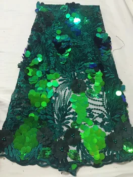 

2018 Green Beaded Lace High Quality African Tulle Lace Fabric New Arrival Nigerian Lace Fabrics For Wedding Dress