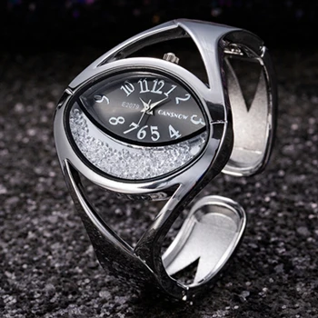 Роскошные серебряные женские часы-браслет женские часы роскошные стразы женские часы reloj mujer relogio feminino - Цвет: Black