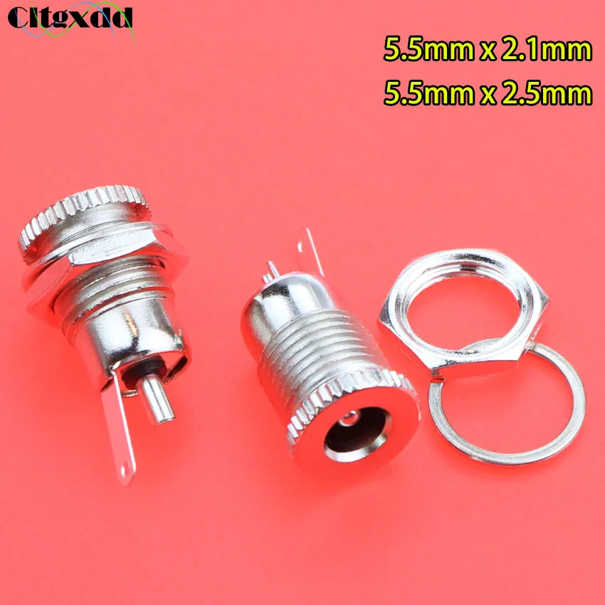 

Cltgxdd 1PCS 5.5 mm x 2.1mm / 2.5mm DC Power Jack Socket Female Panel Mount Connector 5.5*2.1/2.5 mm Plug Adapter 2 Terminal
