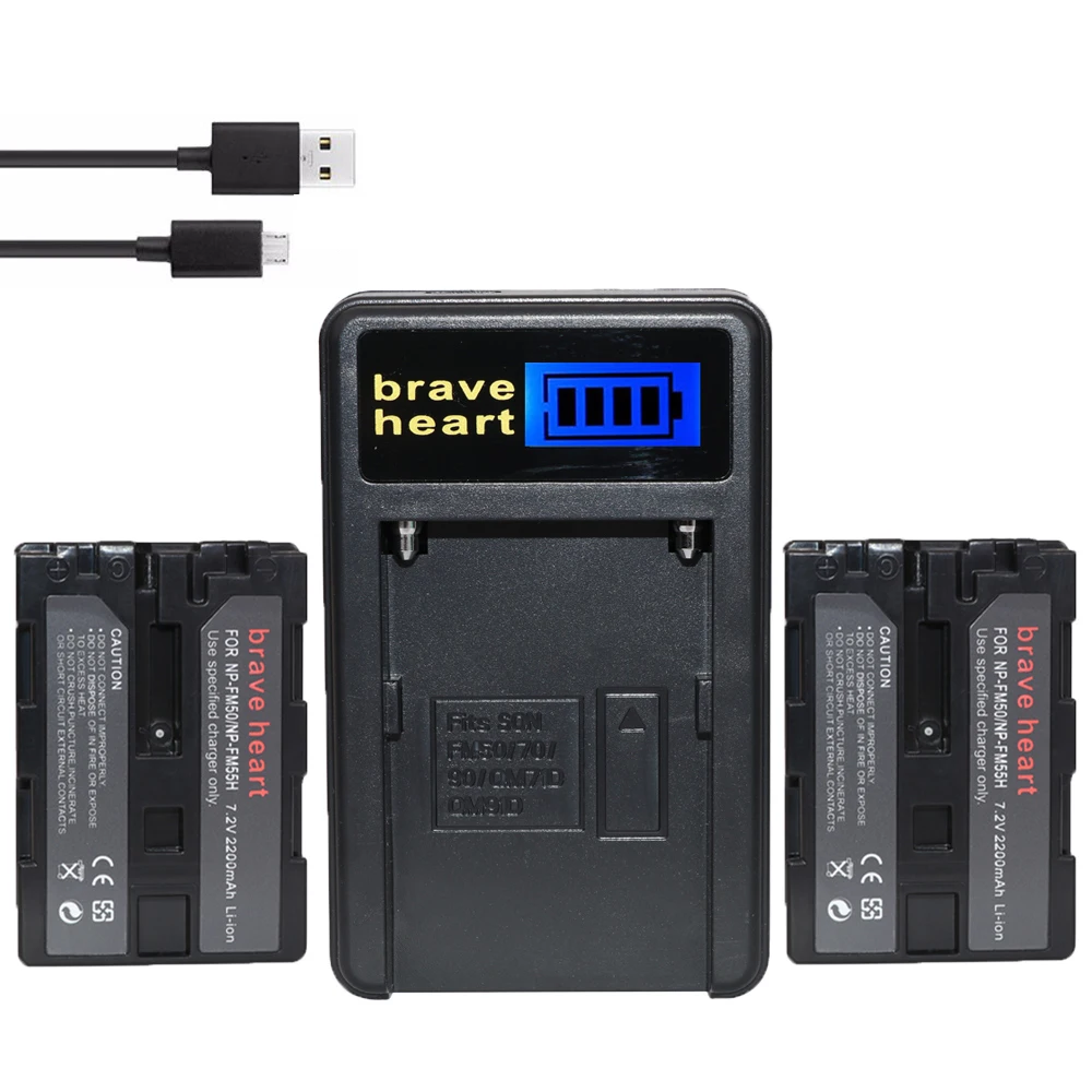 

2x bateria NP-FM50 NP FM50 FM30 FM55H NPFM50 Battery + LCD USB charger For Sony Alpha A100 DSLR-A100 A100K CCD-TRV408 DCR-PC105