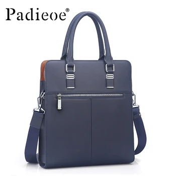 

Padieoe High quality men's shoulder messenger bags fashion men handbags Genuine Cowhide Leather business briefcase for men
