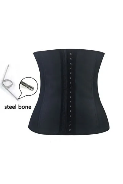 Black-4-Steel-Bones-Latex-Under-Bust-Corset-LC5374-3