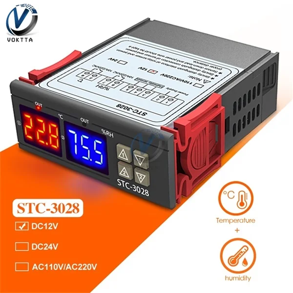 STC-3018 STC-3028 STC-3008 12 V 24 V 110-220 V Цифровой Температура контроллер двойной Дисплей зонд Термостат реле терморегулятор - Цвет: STC-3028 12V