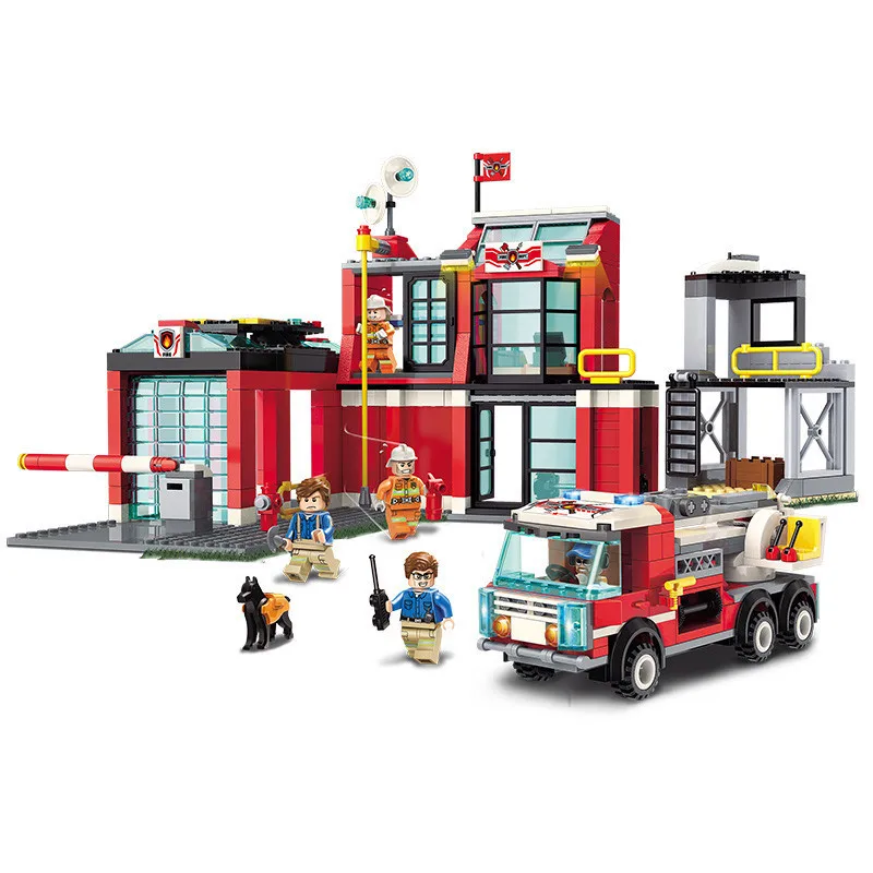 

ENLIGHTEN 523PCS Diy City Fire Station Truck Model Building Blocks Bricks Educational Kids Toy For Children Birthday Gifts
