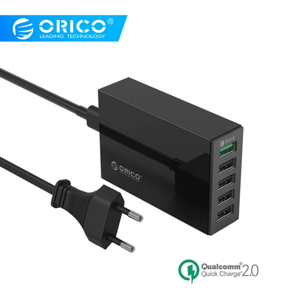 

ORICO 5 Ports USB Charger QC 2.0 5V8A 40W Max Desktop Quick Charger for iPhone Samsung S6 Xiaomi Huawei EU Plug Charger