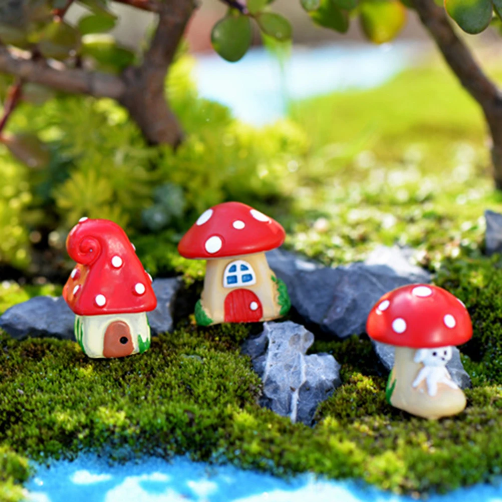 Micro Landscape Mini Resin MushroomHouse Garden Decoration