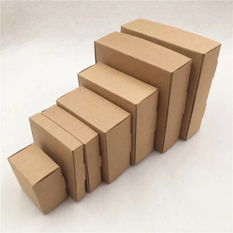 

12Pcs/Lot Multi Size Brown Blank Paper DIY Box Container For Father`s Day Festival Wedding Gift Decoration Sock Soap Storage Box