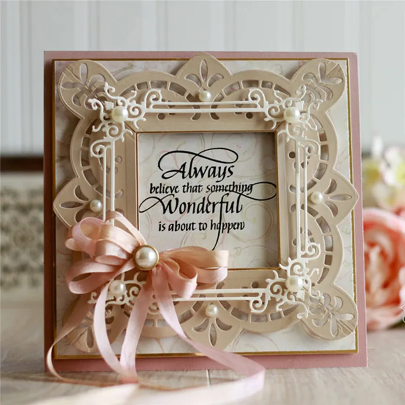 

DiyArts 4 Pcs/lot Metal Cutting Dies Scrapbooking For Card Making DIY Embossing Cuts Dies New Craft Die Decorative Frame Pattern