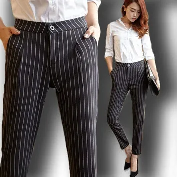 Women Sexy slim Striped Skinny Stretch Pencil Pants Summer pants