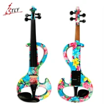 Kinglos Intermedia-электрическая художественная скрипка, красочные цветы, окрашенная твердая древесина, Тихая скрипка, 4/4, черное дерево, части w/Чехол, лук кабель