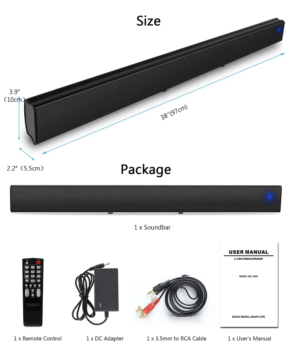 XGODY Саундбар ТВ домашний кинотеатр 1013A Bluetooth Двойные сабвуферы 30 Вт беспроводной динамик Подвесной Настенный объемный аудио TF AUX USB для ПК