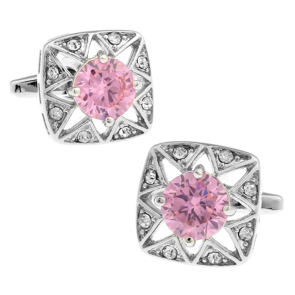 

Luxry PInk Crystal Design Men's Cuff Links Wedding Shirt Cuff Gifts For Mens 150941
