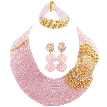

Factory Direct Sale Peach Color African Style Crystal Beads Women Bridal Jewelry Sets for Engagement 10C-DPH-22