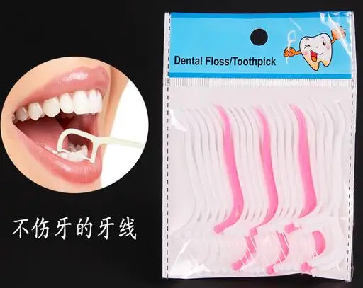Sale 25 pcs Dental Flosser Plastic Pink+White Oral Hygiene Teeth Tooth Cleaning Dental Floss Pick Peeling Stick Retail Package jk17 5