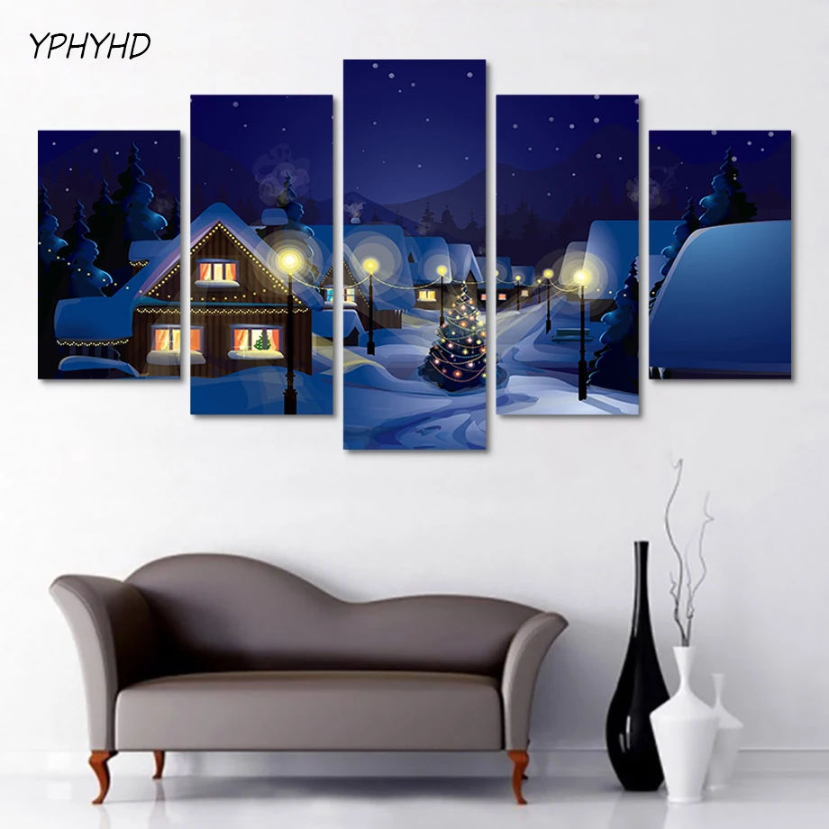 YPHYHD 5 Pieces Christmas Posters Decoration Home Decoration Prints