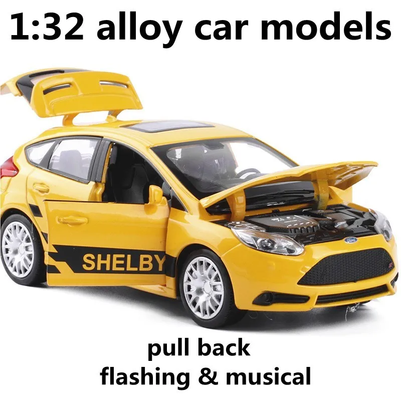 1:32 Сплав модели автомобилей высокая имитация Ford Focus модели игрушечных автомобилей Металл, полученный литьем под давление оттяните назад и мигает и музыкальные