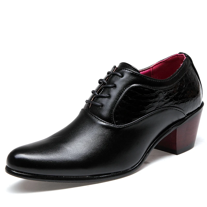 DJSUNNYMIX бренд формальная обувь Для мужчин яркий Кожаные модельные туфли мужская обувь Бизнес с заостренным носком, высокие каблуки свадебные туфли черного цвета