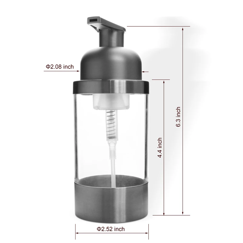 304 нержавеющая сталь столешница пенообразователь мыла бутылка(атласная отделка) PS головка насоса 250 мл