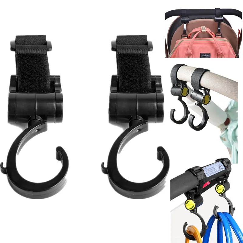2pcs Multi Purpose Baby Stroller Hook Pushchair 360 Swivel Hanger Hooks