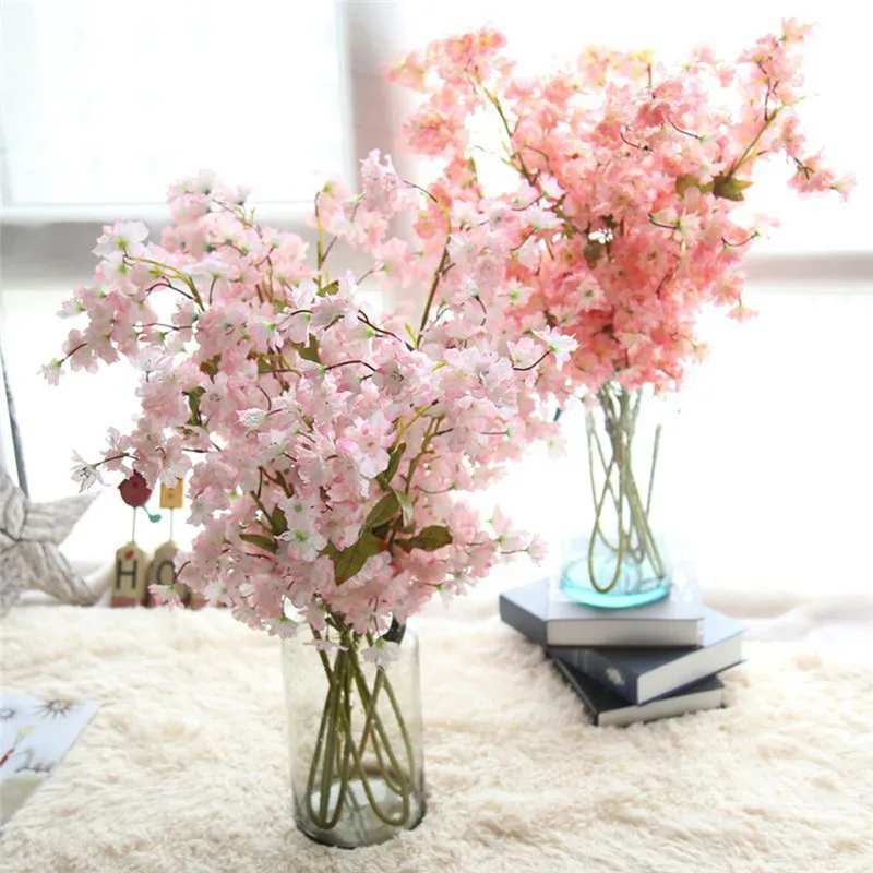 

2018 Artificial Flowers Artificial Fake Cherry Blossom Silk Flower Bridal Hydrangea Home Garden Decor Home & Living