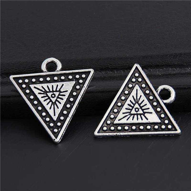 

50pcs Antique Sliver Triangle Drop Charms Pendant ForJewelry Making DIY Metal Handmade Bracelet necklace Crafts 17.5x19mm A3008