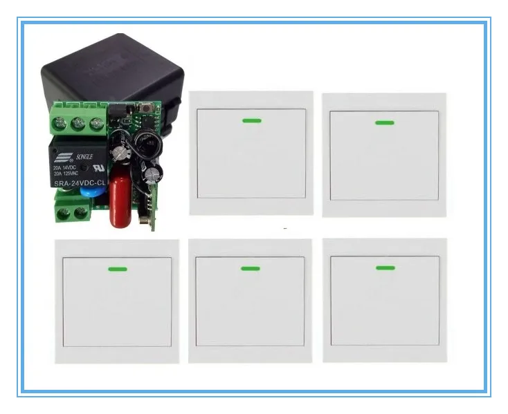 

AC 220V 110V 240V 1 CH 1CH RF Wireless Remote Control Switch System Receiver +5pcs Wall Panel Transmitter &Smart home