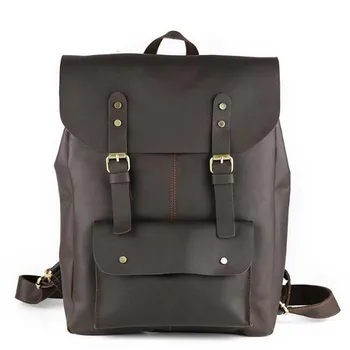 

Men's Genuine Cow Leather Backpack Euro Fashion Laptop Male Crazy Horse Bag High Quality Men Daypacks Casual Travel Rucksack