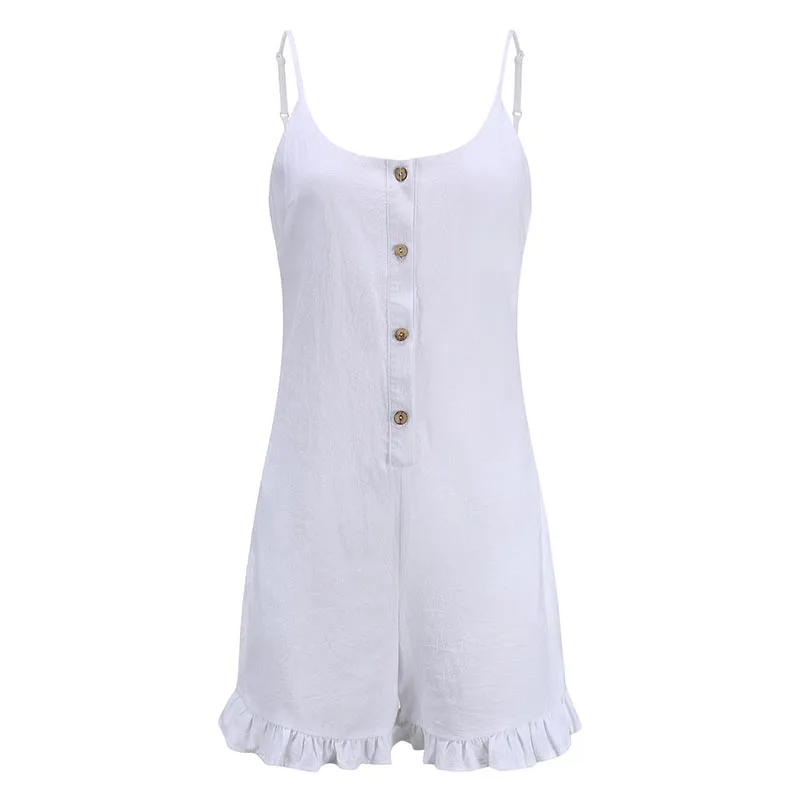 Forefair Sexy jumpsuit Shorts White Ruffles (7)