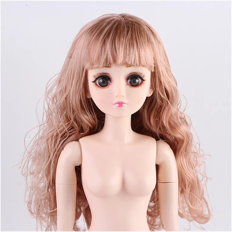 60 см коса обнаженное туловище для куклы красивая голова куклы 22 подвижных суставов 3D реальные большие глаза женская фигура тело DIY Волосы для кукол - Цвет: 04